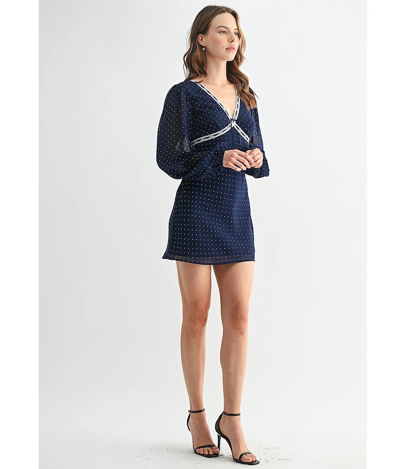 All in Favor Polka Dot Long Sleeve Mini Dress