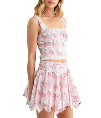 All in Favor Shirred Ruffle Trim Top