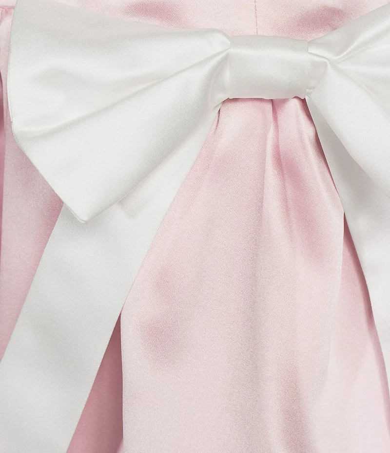 All in Favor Square Neck Drop Waist Bow Mini Dress