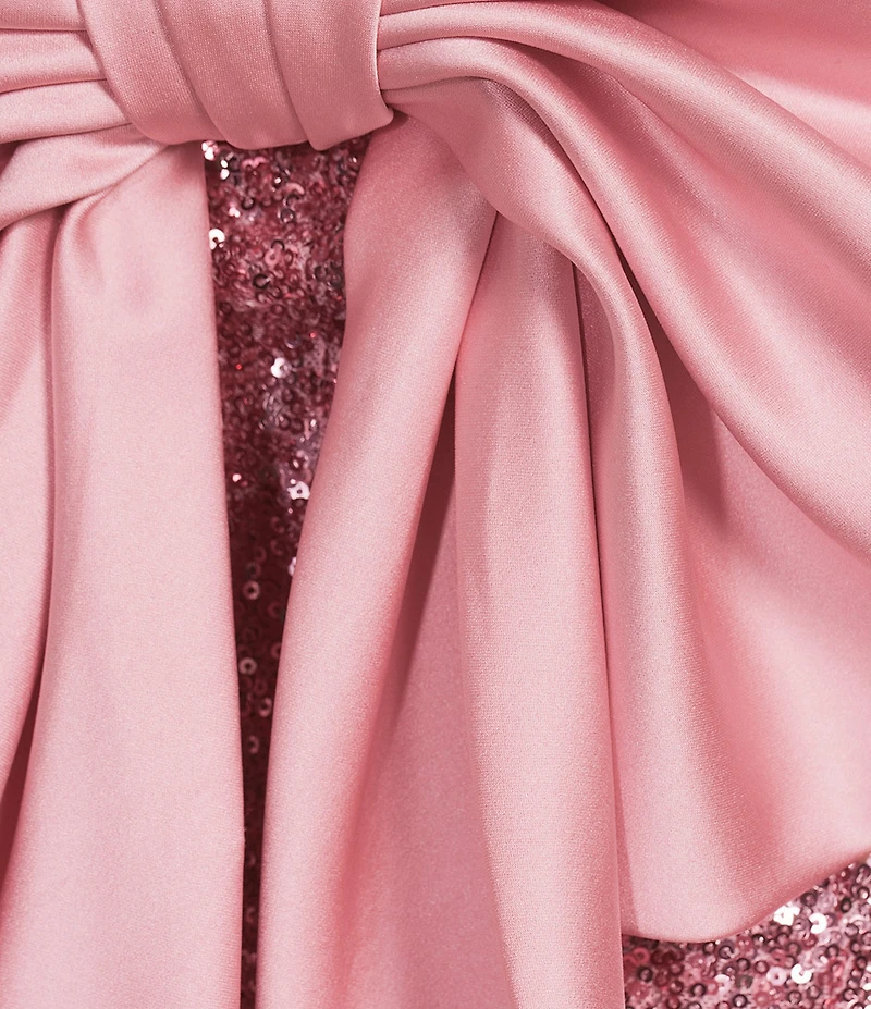 All in Favor Strapless Sequin Bow Back Mini Dress