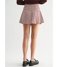 All in Favor Checked Pleated Mini Skort