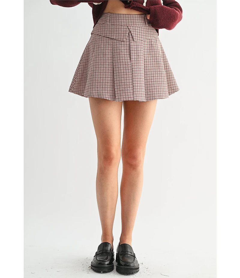 All in Favor Checked Pleated Mini Skort