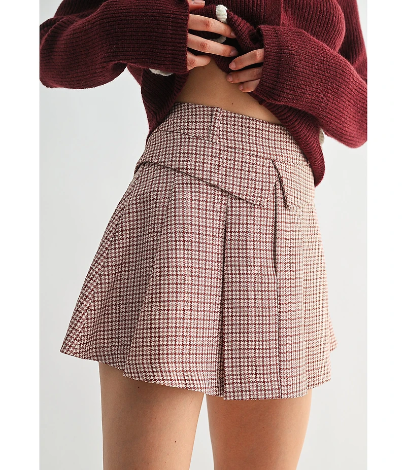 All in Favor Checked Pleated Mini Skort