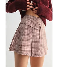 All in Favor Checked Pleated Mini Skort