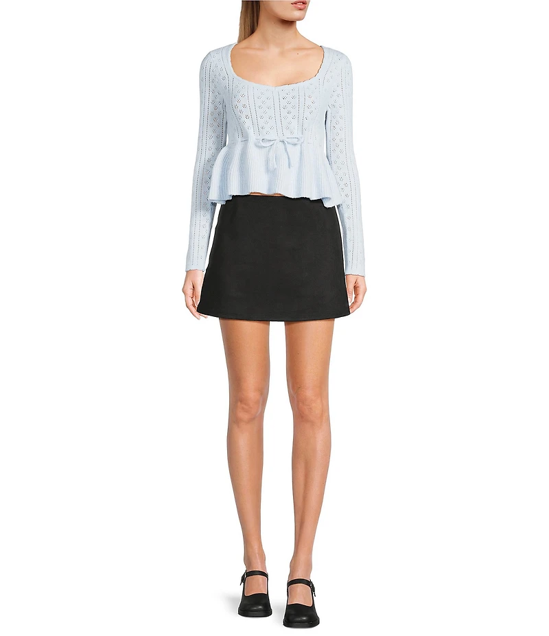 All in Favor Tie Peplum Point Sweater