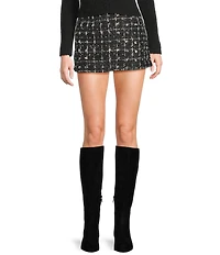 All in Favor Tweed Sequin Mini Skirt