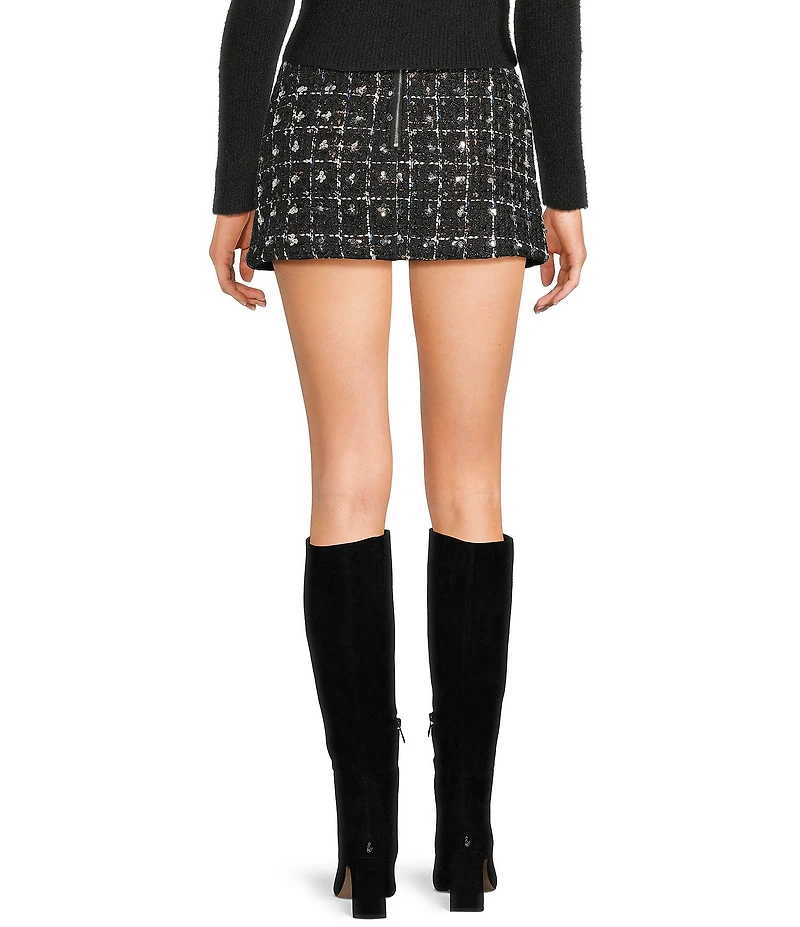 All in Favor Tweed Sequin Mini Skirt