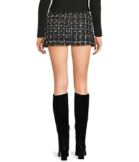 All in Favor Tweed Sequin Mini Skirt