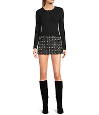 All in Favor Tweed Sequin Mini Skirt