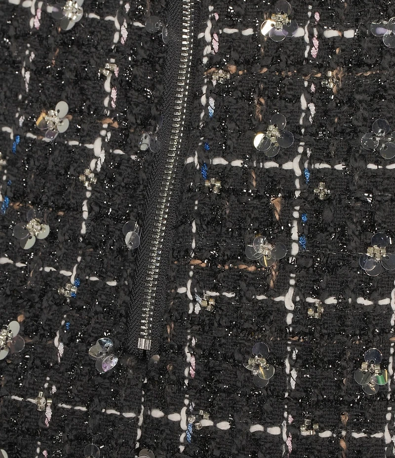 All in Favor Tweed Sequin Mini Skirt