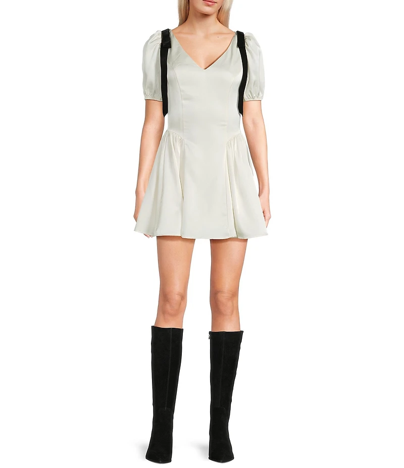 All in Favor V-Neck Drop Waist Mini Dress