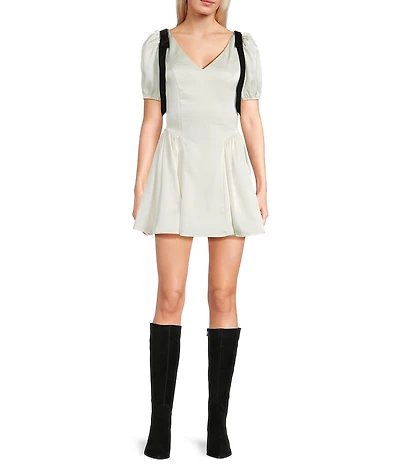 All in Favor V-Neck Drop Waist Mini Dress