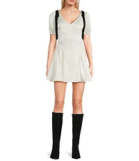 All in Favor V-Neck Drop Waist Mini Dress