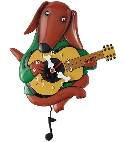 Allen Designs by Enesco Barkoustic Dog Playing the Guitar Battery-Operated Sculpted Pendulum Wall Clock