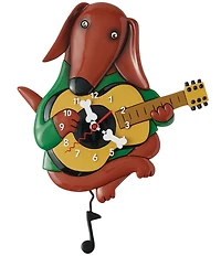 Allen Designs by Enesco Barkoustic Dog Playing the Guitar Battery-Operated Sculpted Pendulum Wall Clock