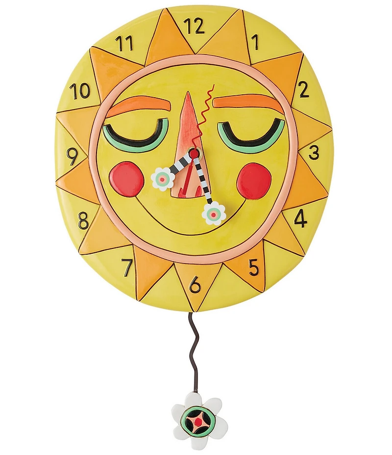 Allen Designs by Enesco Collection Blooming Bright Smiling Sun Battery-Operated Sculpted Pendulum Wall Clock