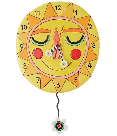 Allen Designs by Enesco Collection Blooming Bright Smiling Sun Battery-Operated Sculpted Pendulum Wall Clock