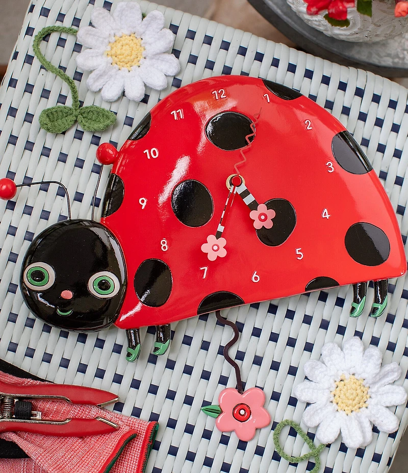 Allen Designs by Enesco Dotty the Smiling Ladybug Battery-Operated Sculpted Pendulum Wall Clock