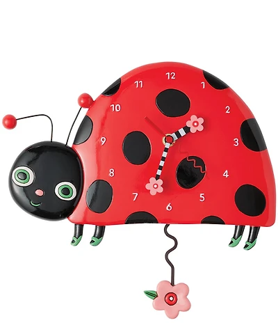 Allen Designs by Enesco Dotty the Smiling Ladybug Battery-Operated Sculpted Pendulum Wall Clock