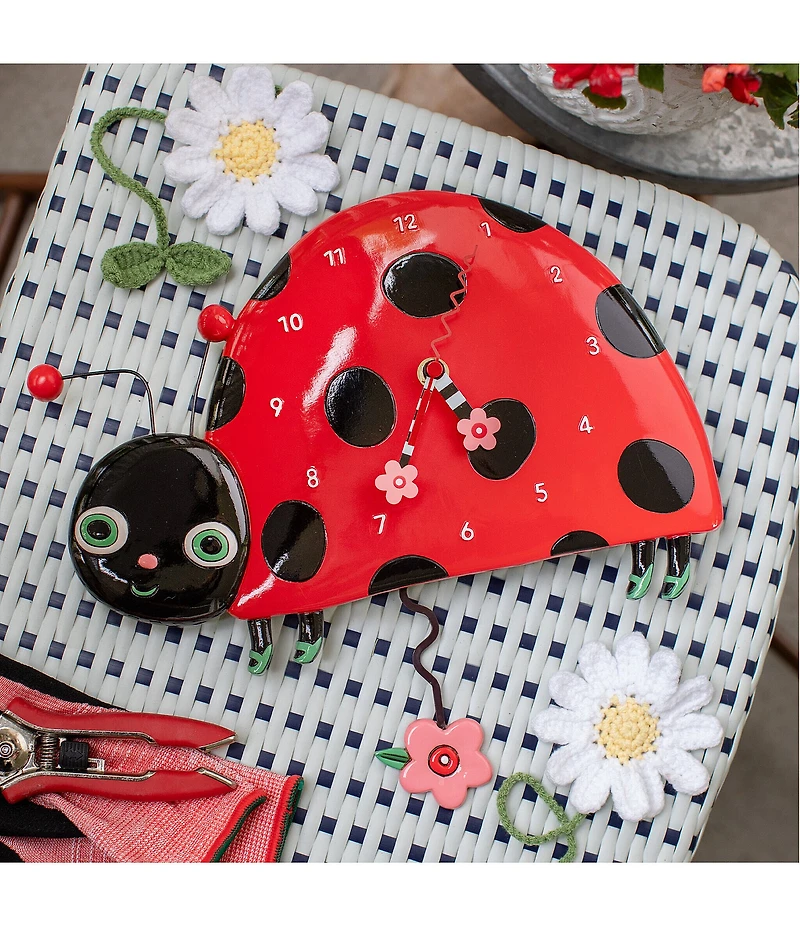 Allen Designs by Enesco Dotty the Smiling Ladybug Battery-Operated Sculpted Pendulum Wall Clock