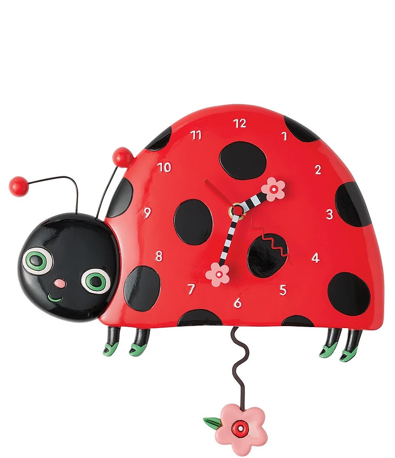 Allen Designs by Enesco Dotty the Smiling Ladybug Battery-Operated Sculpted Pendulum Wall Clock