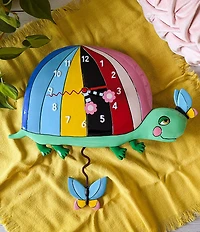 Allen Designs By Enesco One Shell Of A Time Rainbow Turtle Battery-Operated Sculpted Pendulum Wall Clock