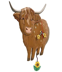Allen Designs Sunny Moo Highland Cow Wall Clock