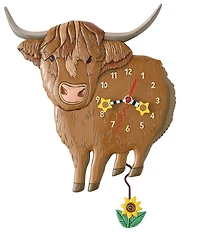 Allen Designs Sunny Moo Highland Cow Wall Clock