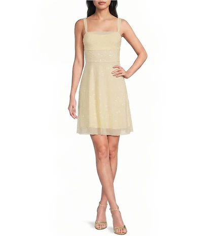 Allison & Kelly Beaded Sequin Embellished Cowl Neck Tie Back Dress
