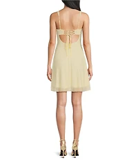 Allison & Kelly Beaded Sequin Embellished Cowl Neck Tie Back Dress