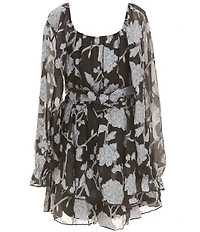 Allison & Kelly Big Girls Blouson-Sleeve Floral Jacquard Chiffon Romper
