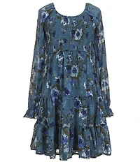 Allison & Kelly Big Girls Blouson-Sleeve Floral-Printed Fit-And-Flare Dress