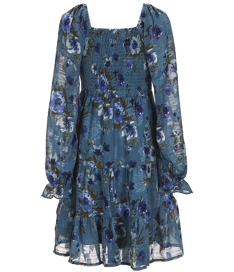 Allison & Kelly Big Girls Blouson-Sleeve Floral-Printed Fit-And-Flare Dress