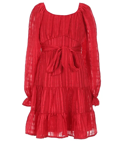 Allison & Kelly Big Girls Blouson-Sleeve Lurex-Shadow-Stripe Emma Dress
