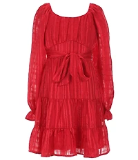 Allison & Kelly Big Girls Blouson-Sleeve Lurex-Shadow-Stripe Emma Dress