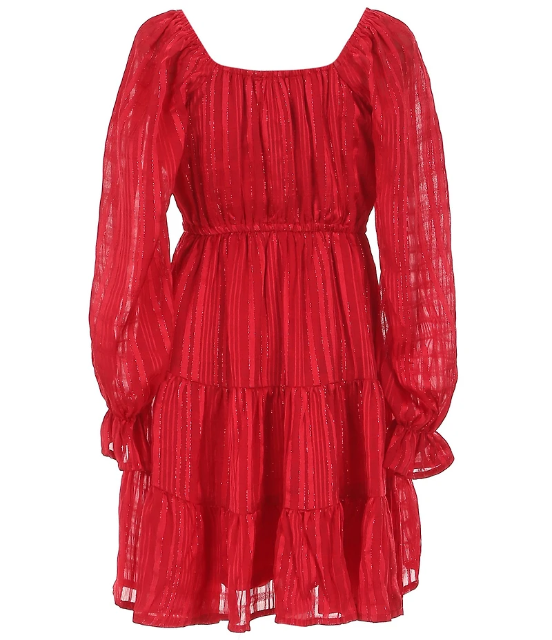 Allison & Kelly Big Girls Blouson-Sleeve Lurex-Shadow-Stripe Emma Dress