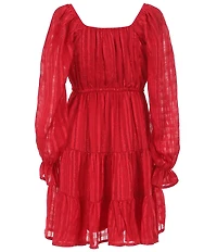 Allison & Kelly Big Girls Blouson-Sleeve Lurex-Shadow-Stripe Emma Dress