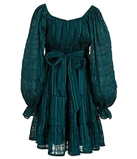 Allison & Kelly Big Girls Blouson-Sleeve Lurex-Shadow-Stripe Emma Dress