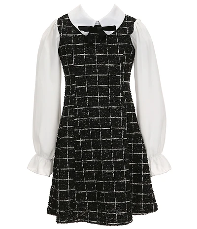 Allison & Kelly Big Girls Boucle/Solid Long Sleeve Shift Dress