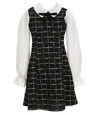 Allison & Kelly Big Girls Boucle/Solid Long Sleeve Shift Dress