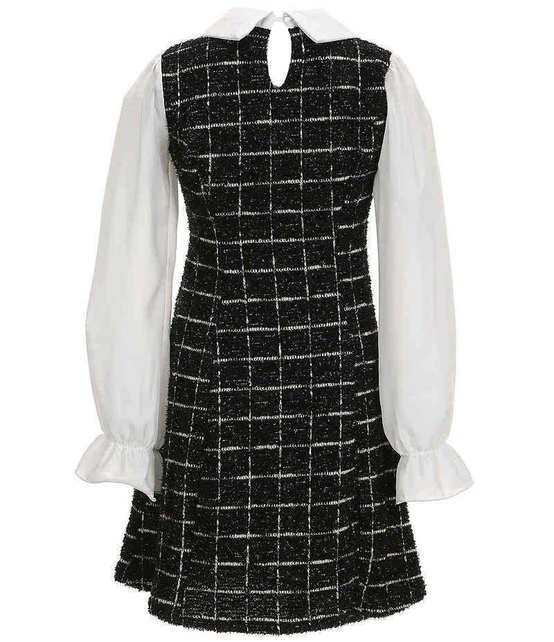 Allison & Kelly Big Girls Boucle/Solid Long Sleeve Shift Dress