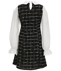 Allison & Kelly Big Girls Boucle/Solid Long Sleeve Shift Dress