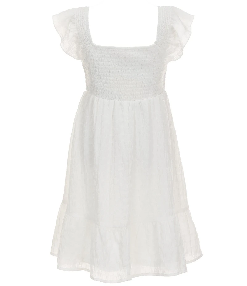 Allison & Kelly Big Girls Cap Sleeve Smocked Seersucker Empire-Waist Dress