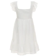 Allison & Kelly Big Girls Cap Sleeve Smocked Seersucker Empire-Waist Dress