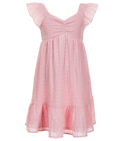 Allison & Kelly Big Girls Cap Sleeve Smocked Seersucker Empire-Waist Dress