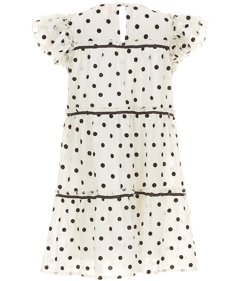 Allison & Kelly Big Girls Chiffon Dot Ruffle Sleeve Dress
