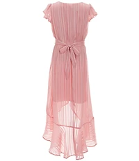 Allison & Kelly Big Girls Flutter-Sleeve Striped Satin Long Dress