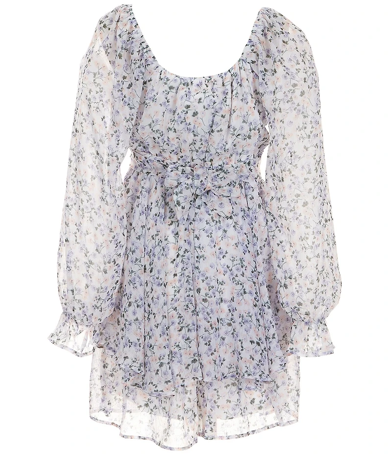 Allison & Kelly Big Girls Long Sleeve Ditzy Floral Tiered Romper