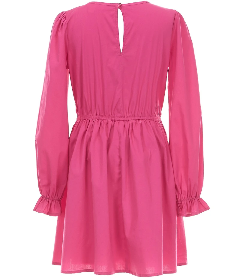 Allison & Kelly Big Girls Poplin Bow Front Long Sleeve Dress
