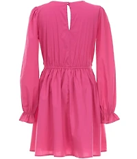 Allison & Kelly Big Girls Poplin Bow Front Long Sleeve Dress